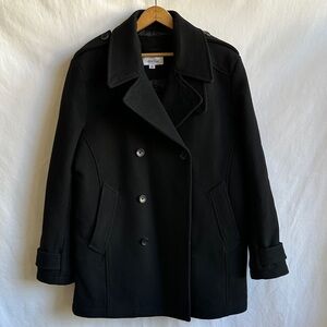 Calvin Klein heavyweight black classic pea coat, size M